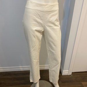 Agnona White Flat Front Pants crop Stretch Cotton